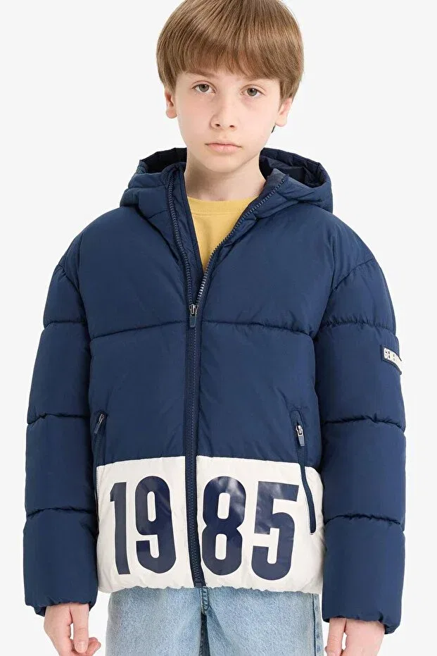 Детское пальто для девочек с капюшоном Defacto, Navy Blue Nv256