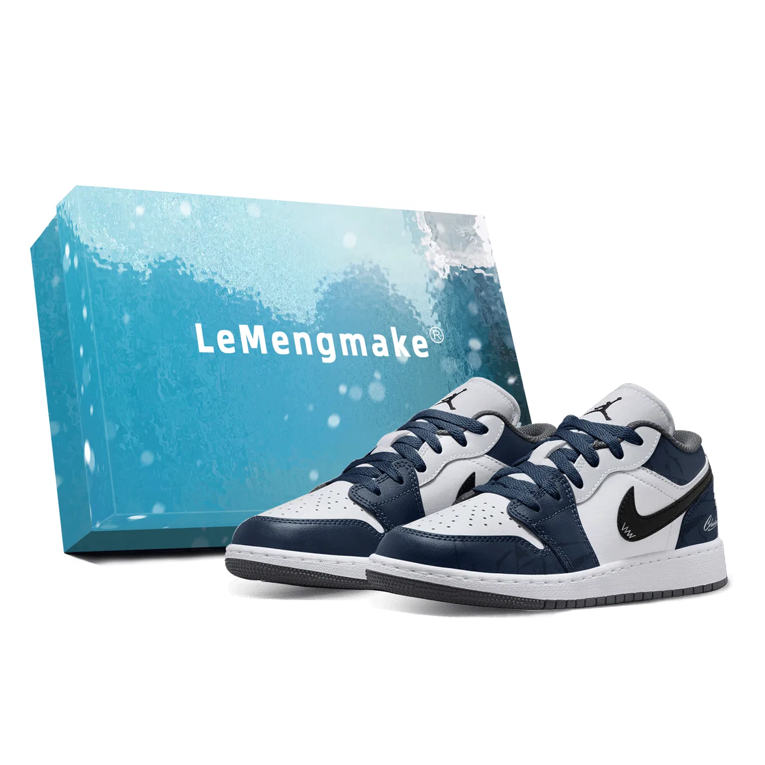 Детские кроссовки для мальчиков и девочек кастомные низкие Air 1 Lemon Gift Box Edition Jordan, White