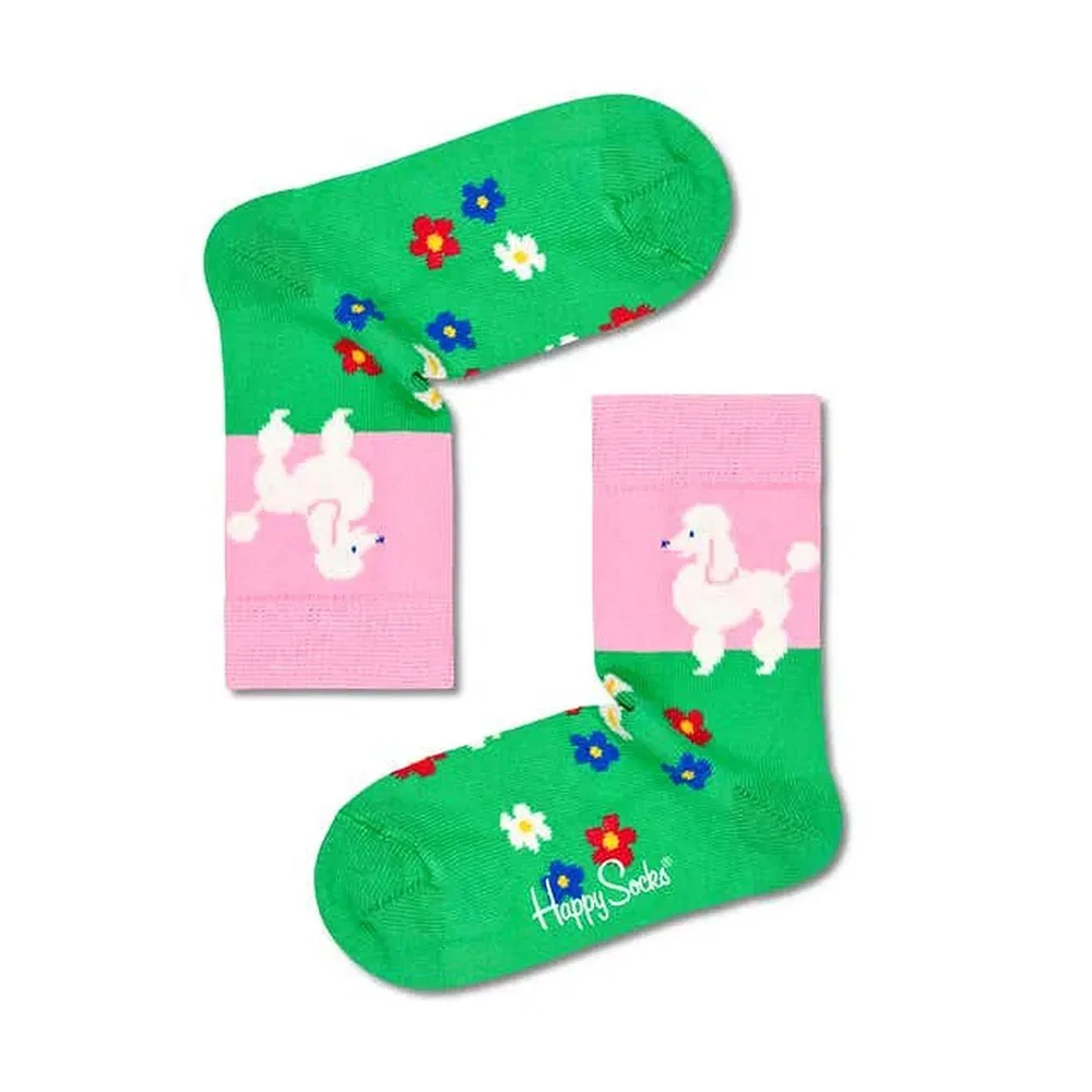 Носки Poodle & Flowers Happy Socks, зеленый