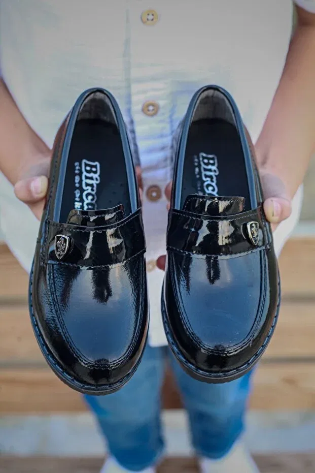 Детские туфли для мальчиков классические Bircan, Black Patent Leather — фото 3