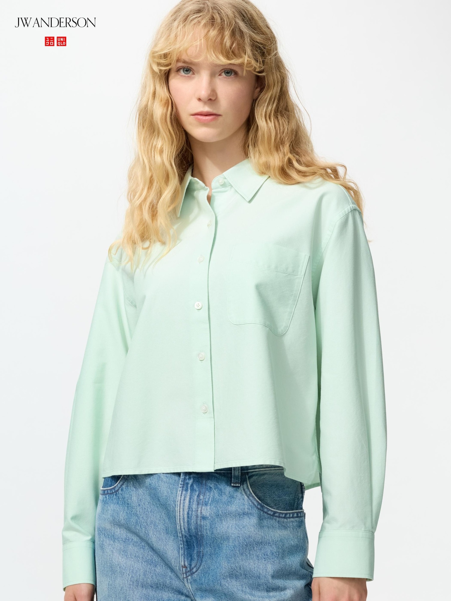 Рубашка Uniqlo Oxford, светло-зеленый — фото 2