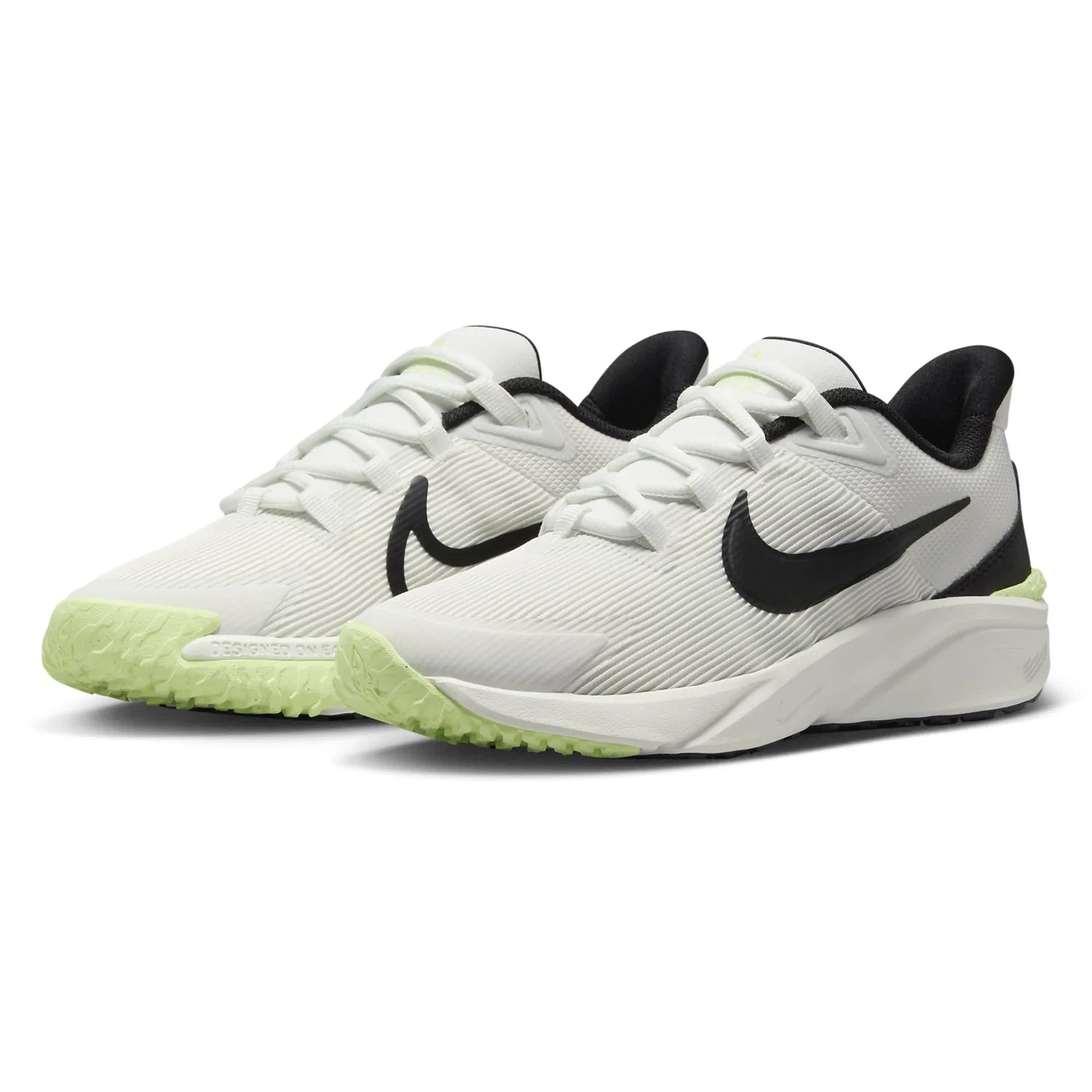 Детские кроссовки для мальчиков с закрытым носком Star Runner 4 NN NIKE, Summit White Black Barely Volt — фото 3