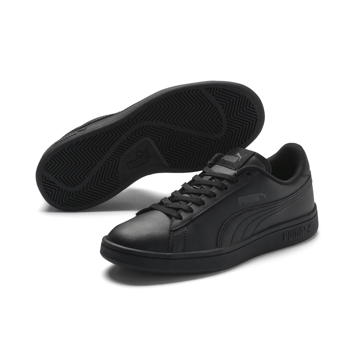 Детские кроссовки для мальчиков кожаные PUMA Smash V2 L Jr PUMA Black — фото 2