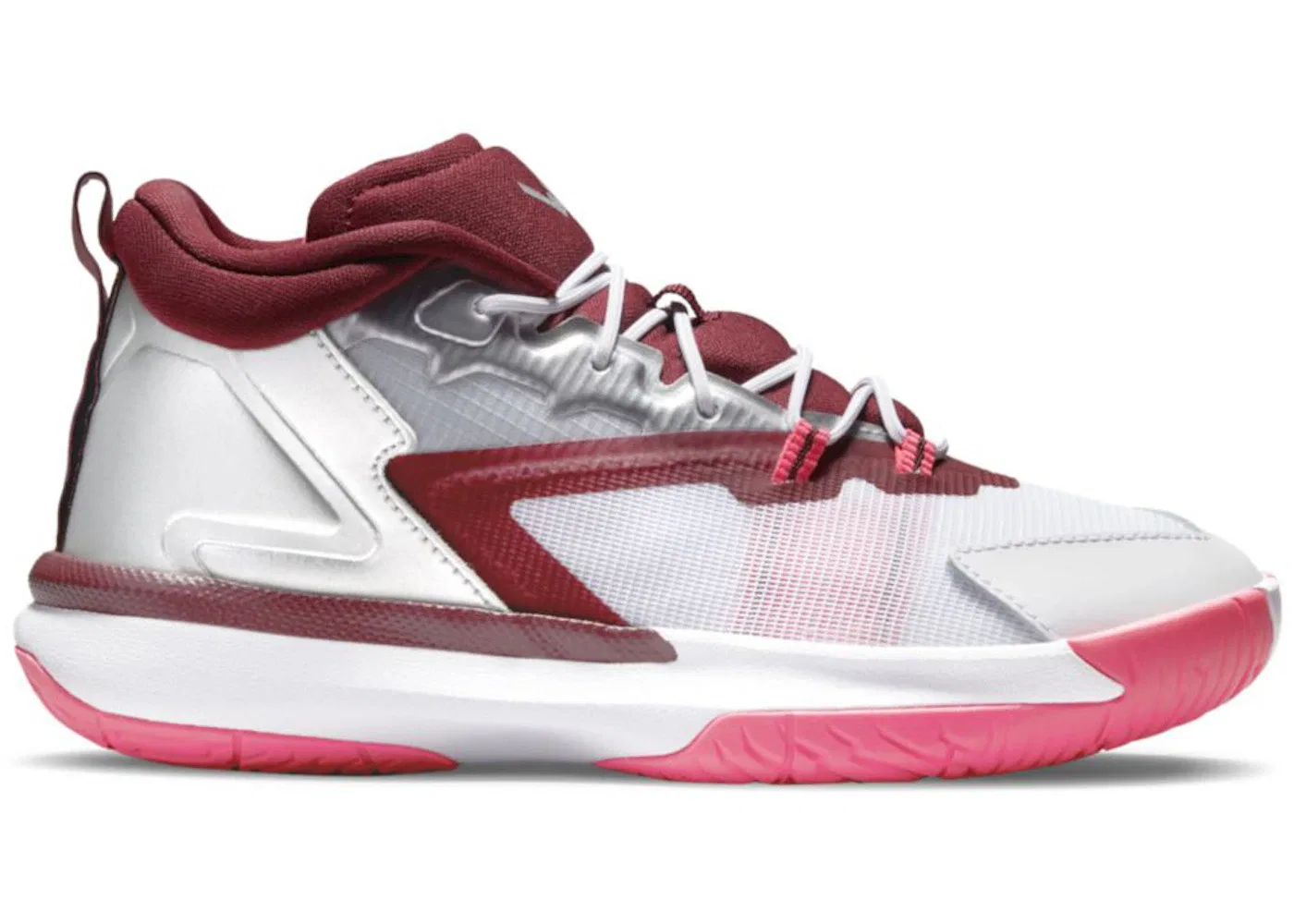 Детские кроссовки для мальчиков баскетбольные Jordan Zion 1 Jordan, White/Hyper Pink/Dark Beetroot/Metallic Silver