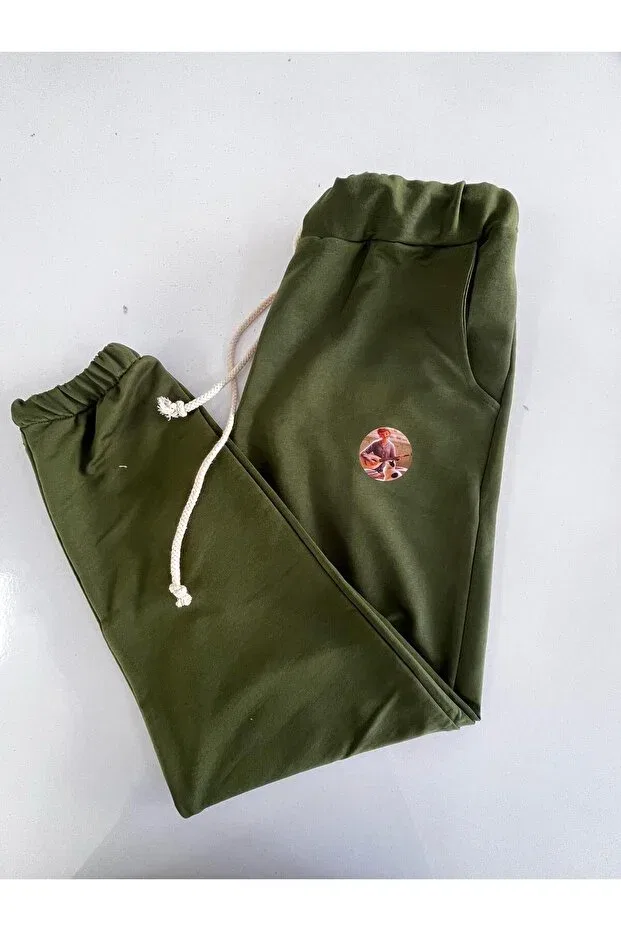 Детские спортивные штаны для девочек хлопковые Keçi&Co-T-Kids Hababamevi, Khaki — фото 2