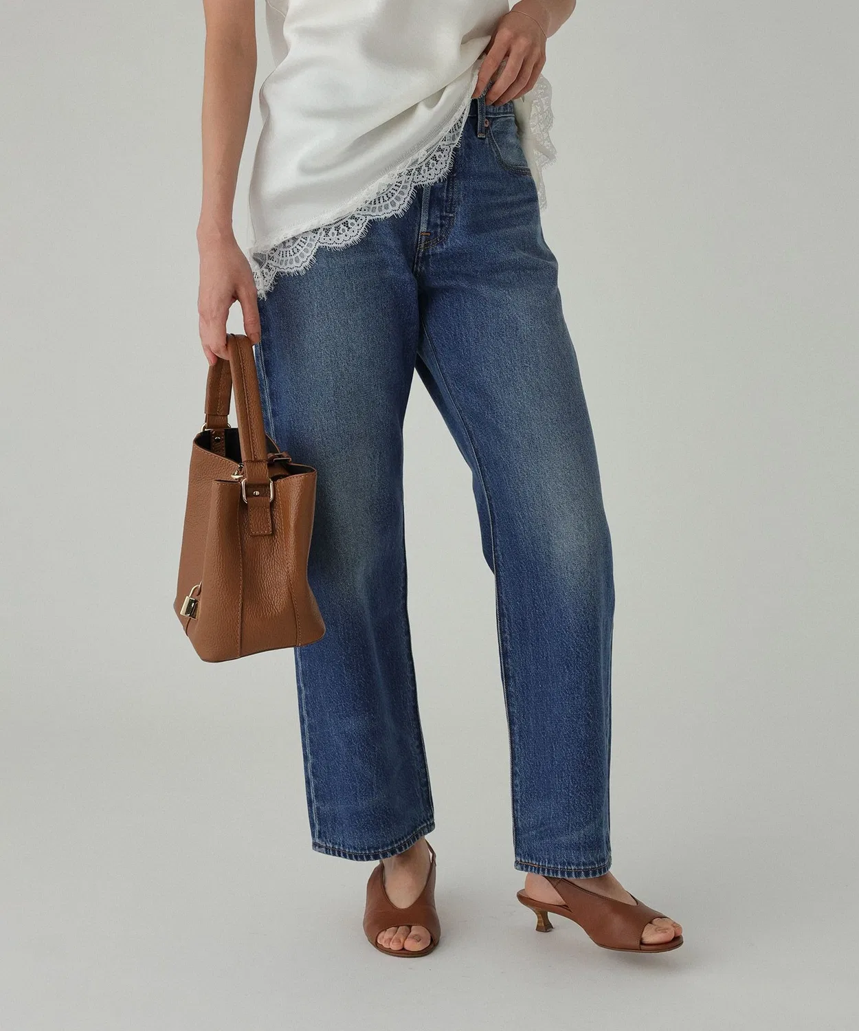 Женские джинсы прямого кроя с моделью 90's Ankle Denim Levi's, Light Blue — фото 2