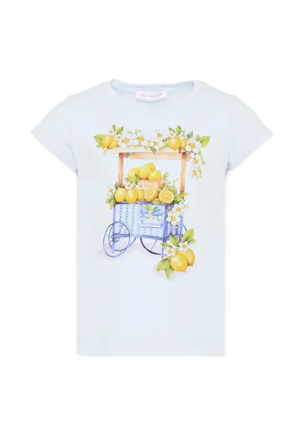 Футболка с принтом Food Monnalisa, light blue, светло-голубой