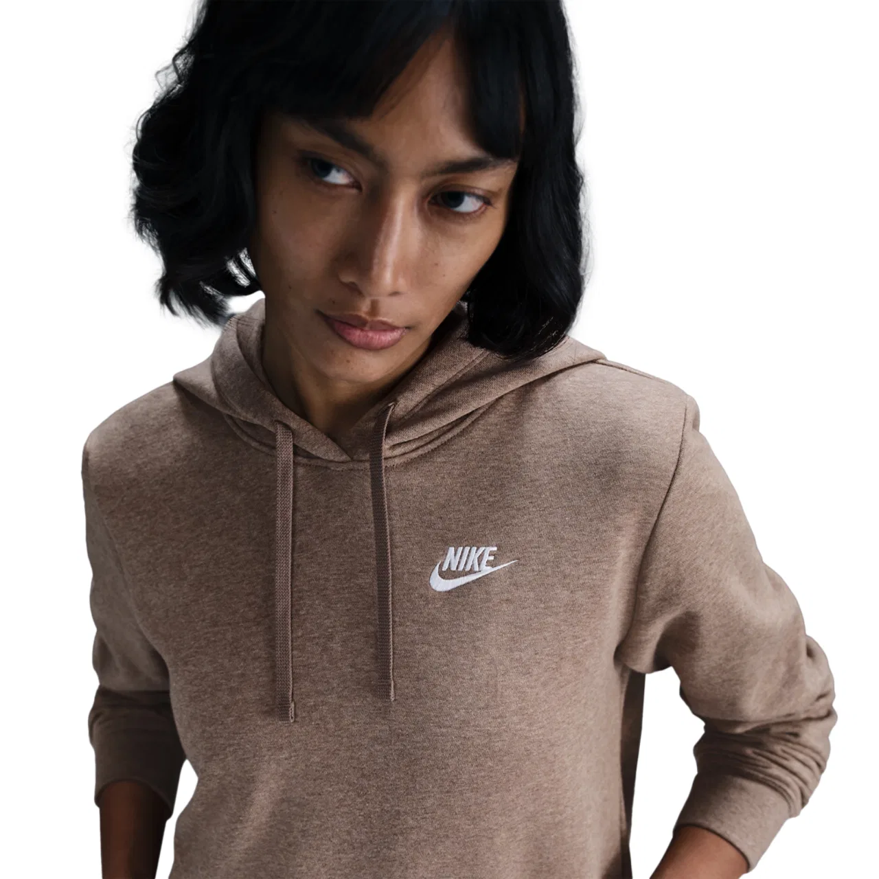 Женское худи Club Fleece PO Nike, цвет Mink Brown/Heather/White — фото 3