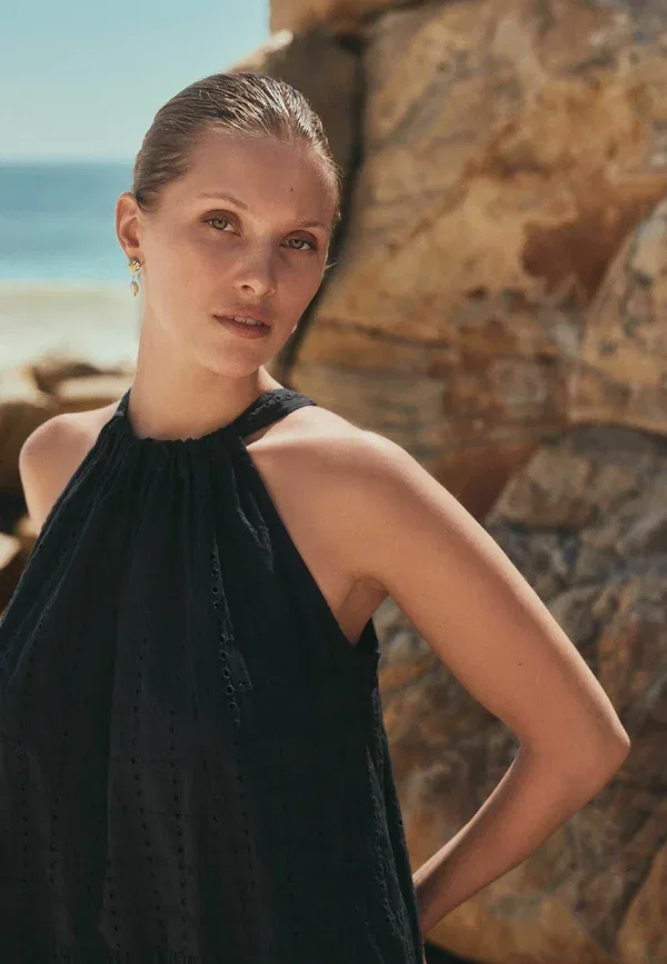 Платье макси хлопковое Tall fit - halter maxi dress Next, черный — фото 4