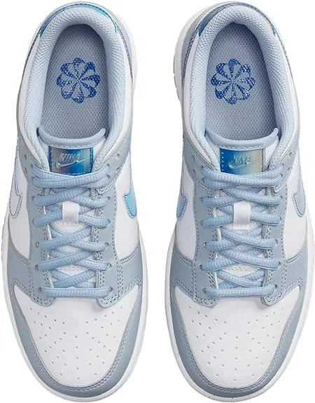 Детские кроссовки для мальчиков с принтом NIKE Dunk Low NIKE, Whisper Blue White Hyper Royal — фото 4