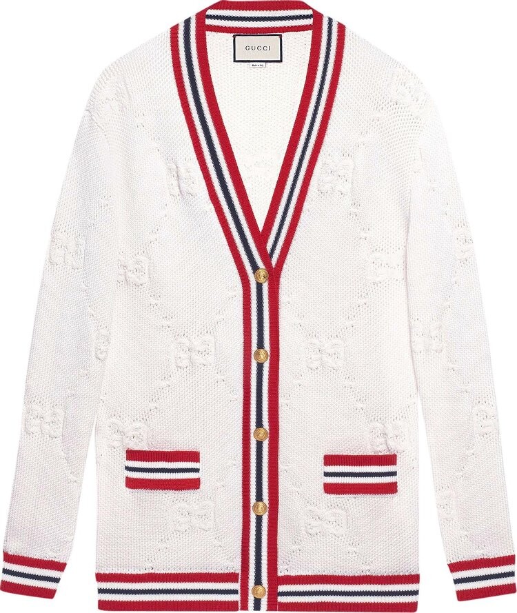 

Кардиган Gucci Sylvie Web Knit Cardigan Ivory/Red, слоновая кость