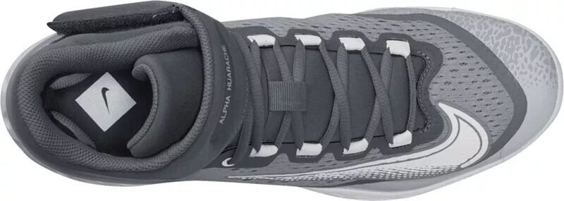 Мужские бейсбольные бутсы Nike Alpha Huarache Elite 4 Mid Metal, серый/белый — фото 4