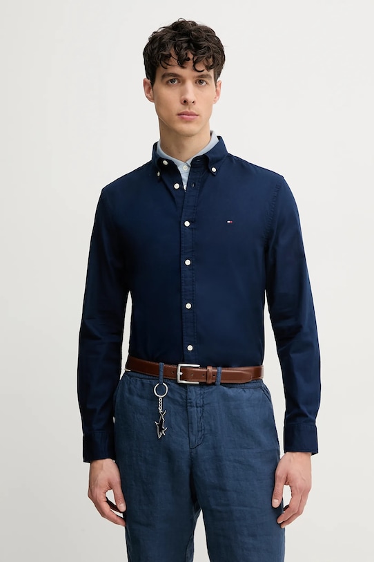 

Хлопковая рубашка Tommy Hilfiger, темно-синий