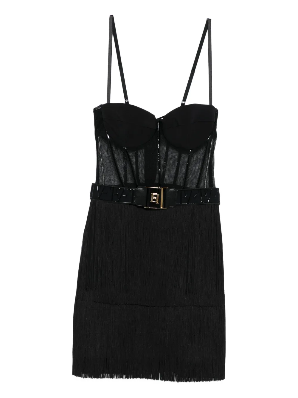 

Платье Tulle с бахромой Elisabetta Franchi, черный