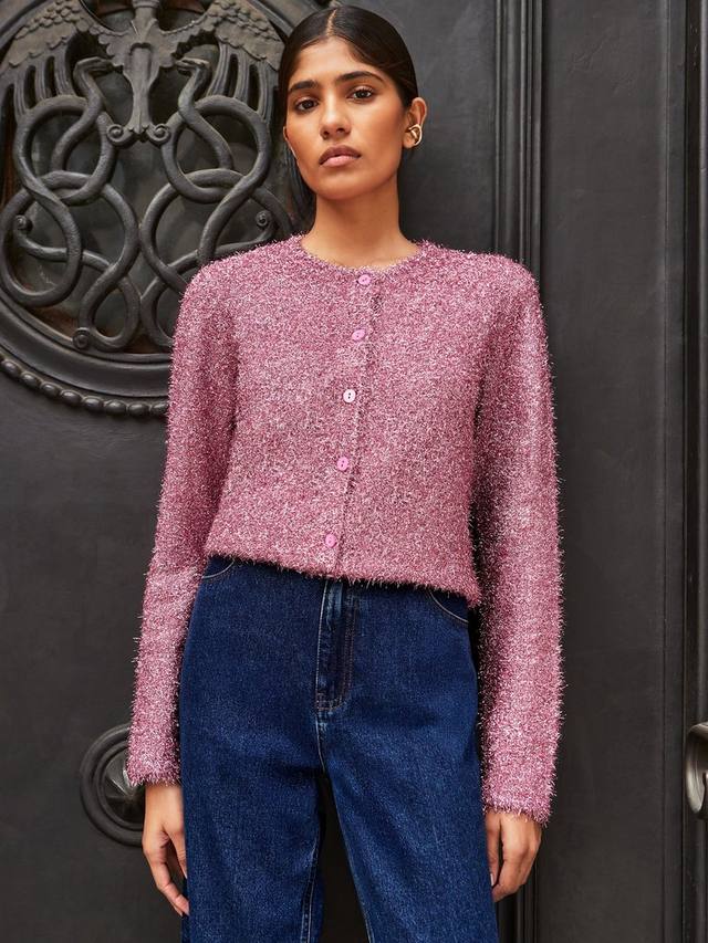 

Сверкающий вязаный кардиган Ro&Zo, Pink