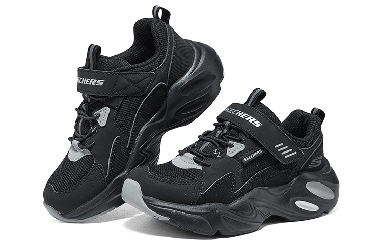 Низкие детские повседневные кроссовки Black Gray Skechers — фото 4