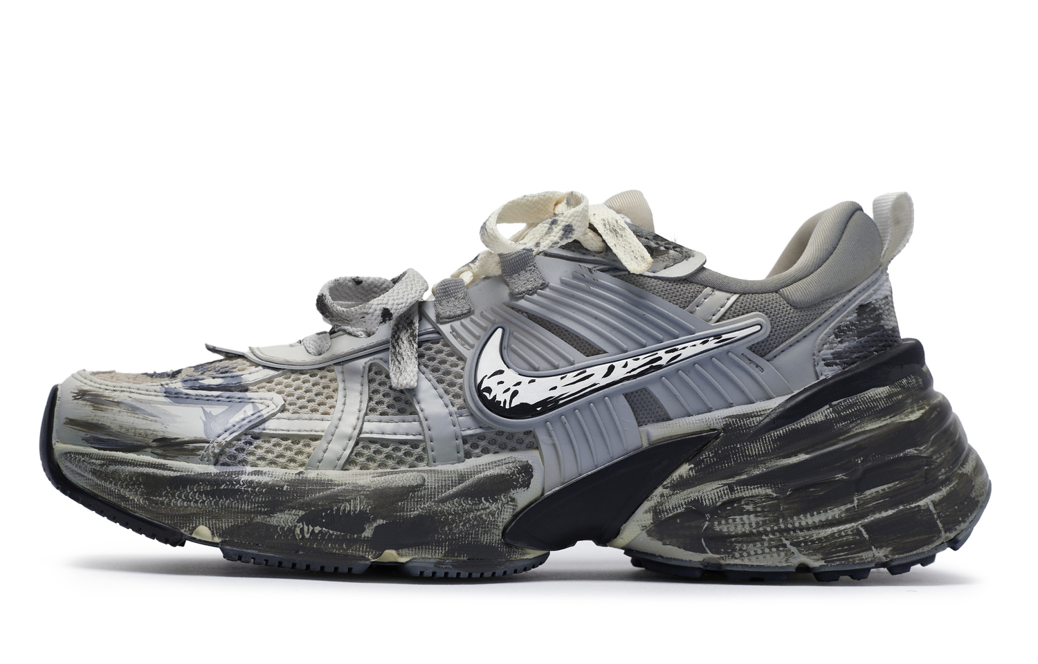 Nike V2K Run нескользящие низкие кроссовки унисекс синий серый желтый, цвет Blue Gray Yellow — фото 2