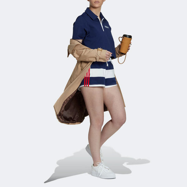 Футболка (WMNS) adidas Original Crop Zip Polo Shirt 'Night Sky', цвет night sky — фото 2