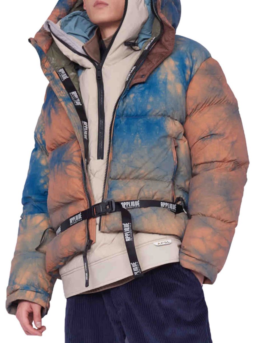 

Куртка-пуховик с капюшоном в стиле тай-дай AlphaStyle, синий