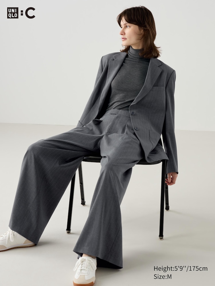 

Широкие брюки в складку Uniqlo, цвет 05 серый