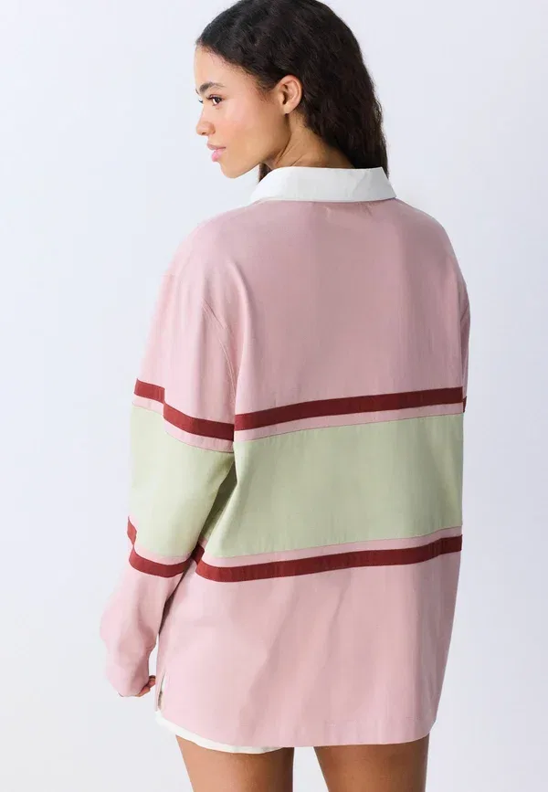 Топ с длинным рукавом Next, Regular fit long sleeve collegiate embroidered rugby shirt, розовый — фото 3