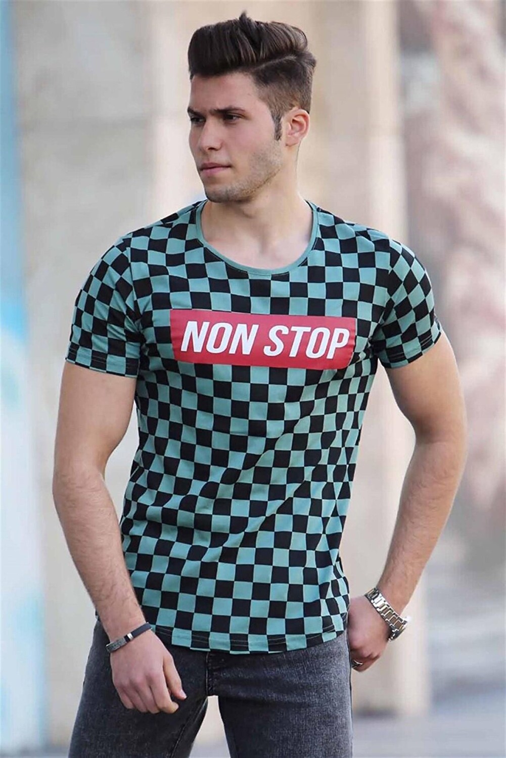 

Футболка Checkerboard Printed Mint Green 2621 MADMEXT