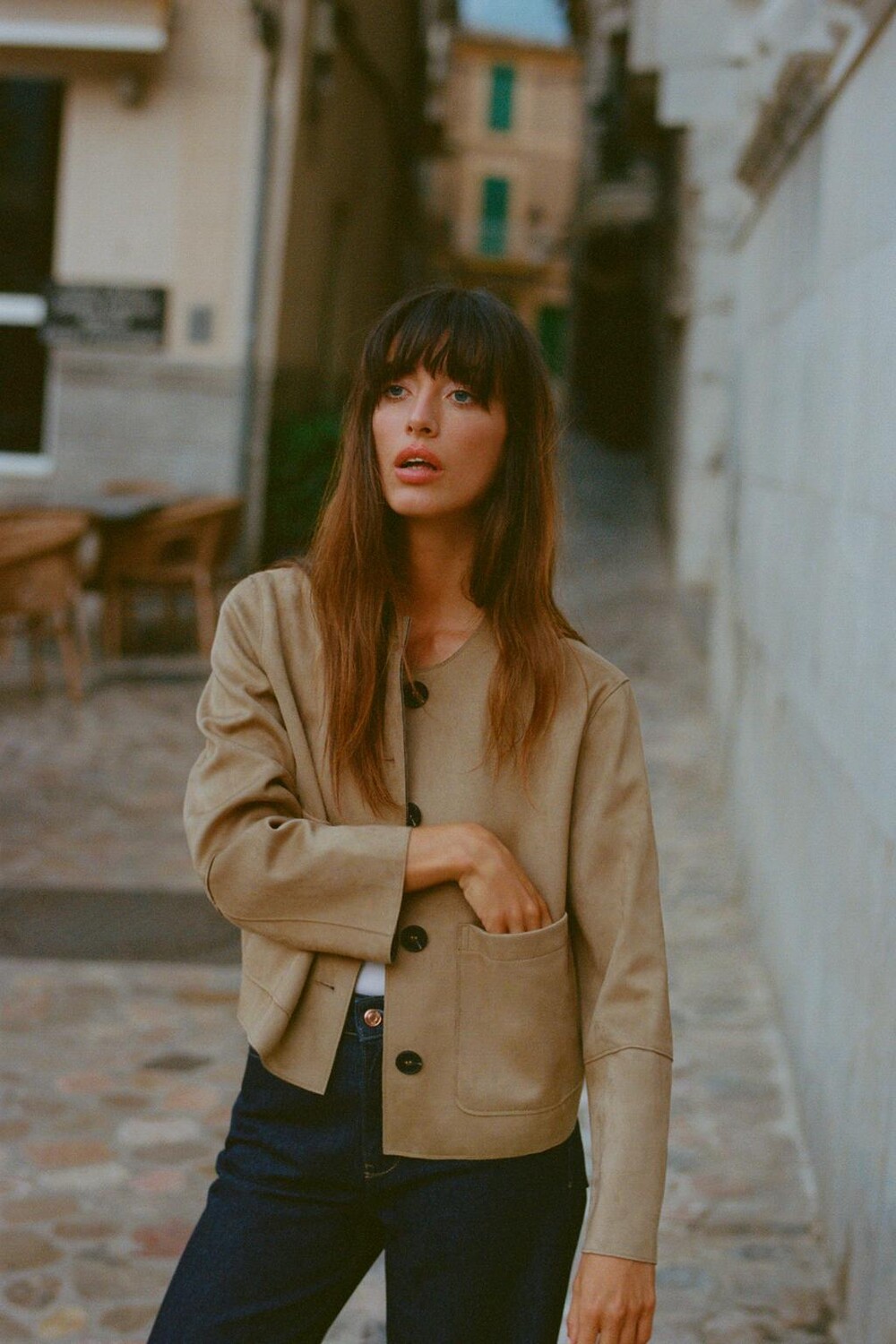 

Куртка из искусственной замши ZARA, кэмел
