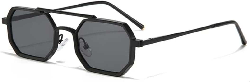 

Мужские солнцезащитные очки в стиле ретро с двойной перемычкой, многоугольные, маленькие, с прозрачными линзами с градиентом цвета "океан", женские очки в металлической оправе VRTRFFTR, Black Gray