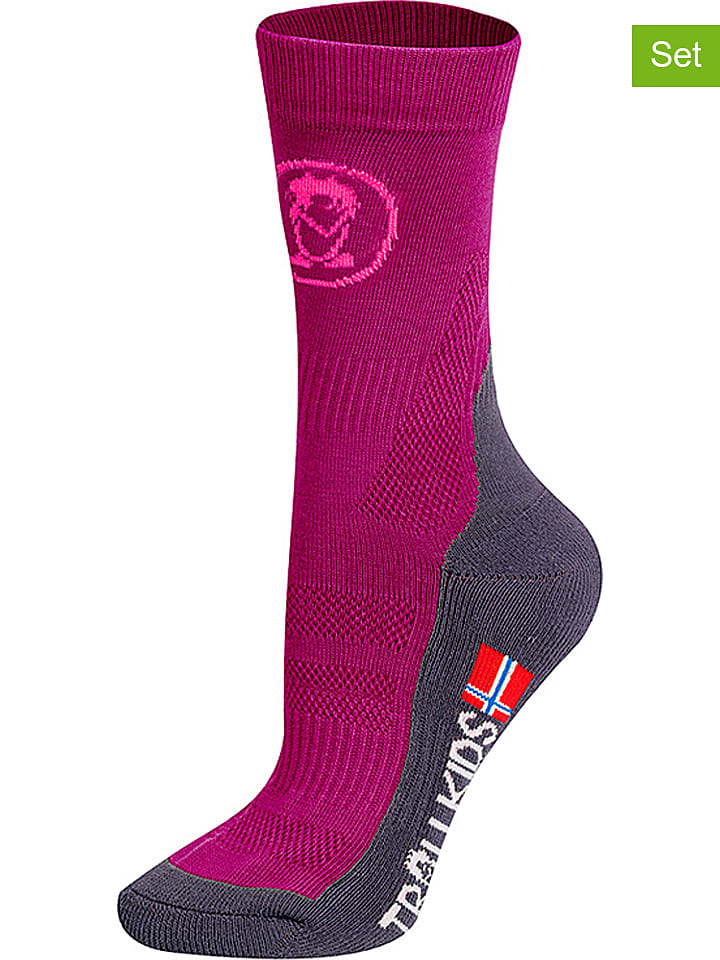 

Носки Trollkids 2er-Set: Trekkingsocken Mid Cut Socks II, цвет Fuchsia
