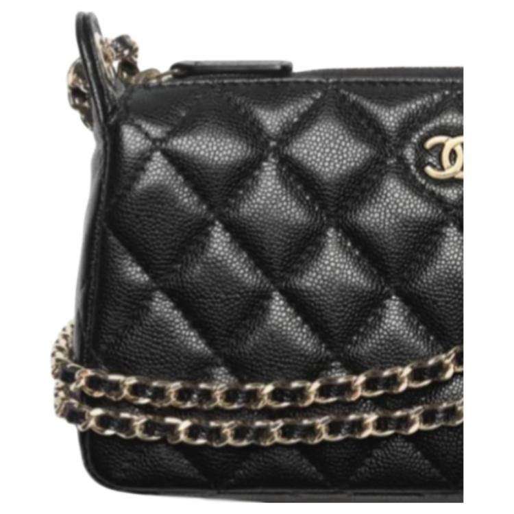 CHANEL Сумка-хобо из кожи икры коровы черная женская через плечо — фото 4