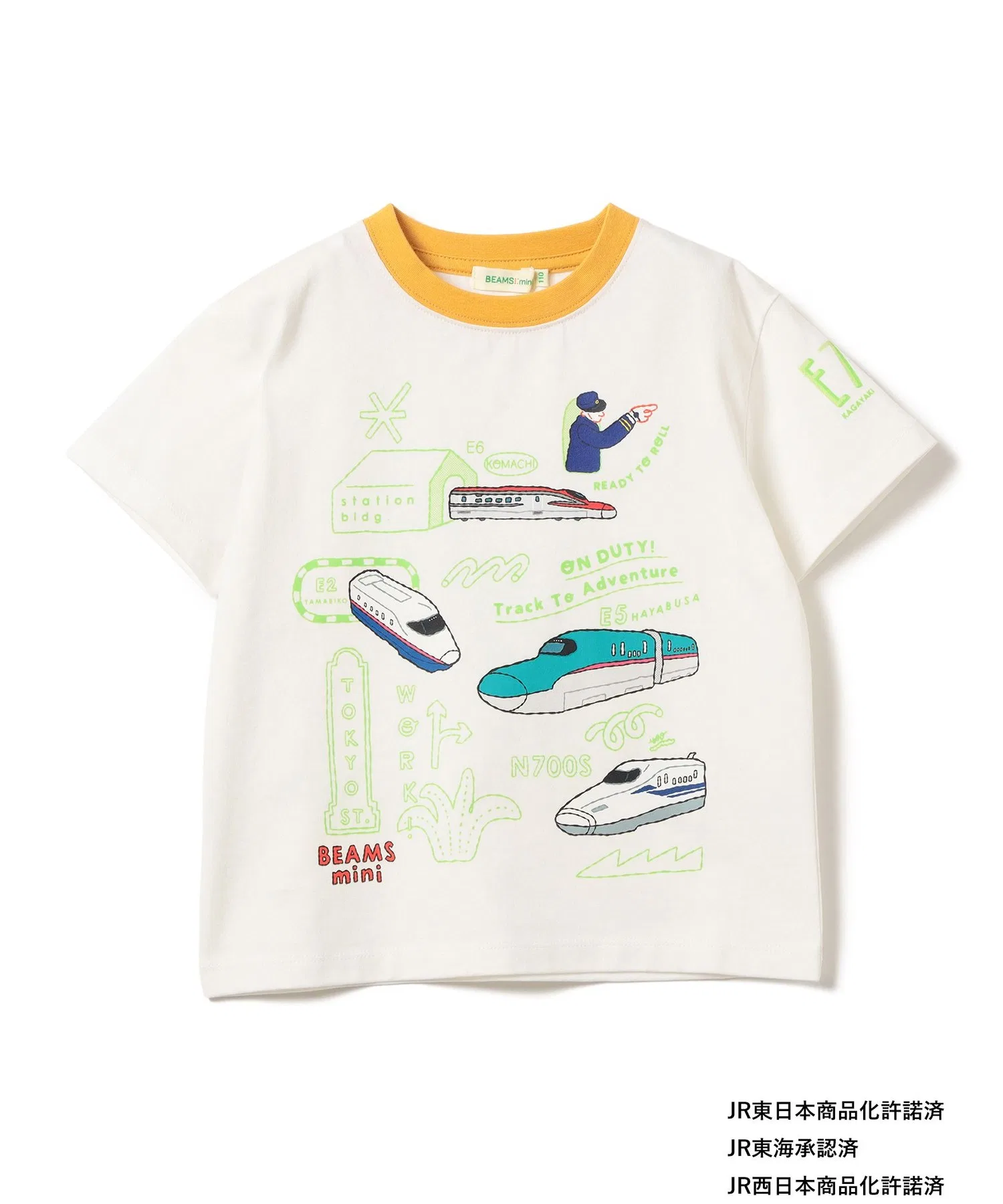 Детская футболка с принтом поезда BEAMS mini JR Off White