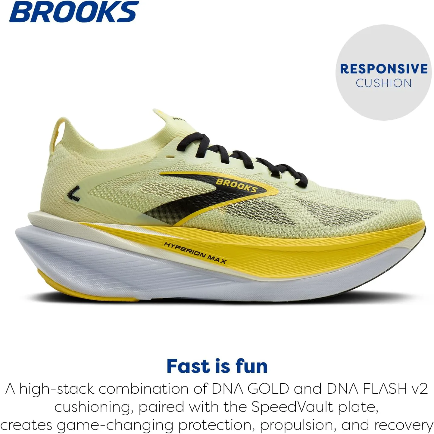Мужские кроссовки для бега Brooks Hyperion Max 3 нейтральные, желтый/черный — фото 3