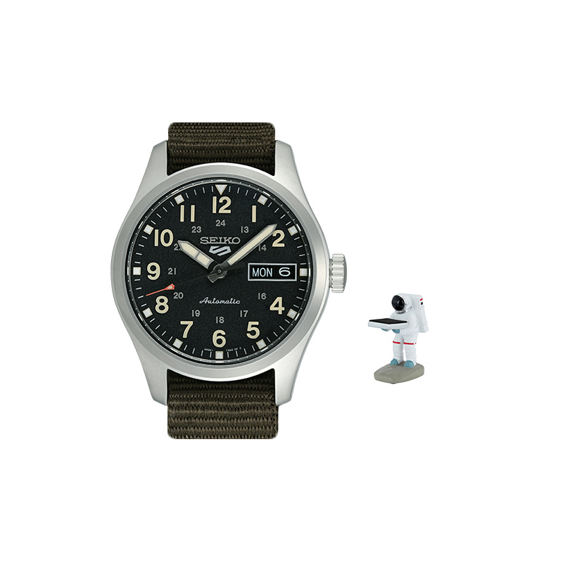 

SEIKO Часы Automatic Mechanical Movement Canvas Strap Watch Men's Watch Black Dial