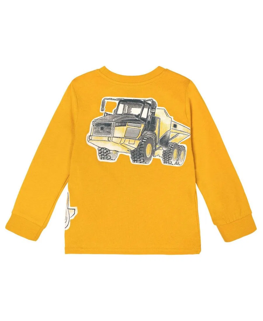 Детская футболка с длинным рукавом с принтом John Deere, Construction Yellow — фото 2