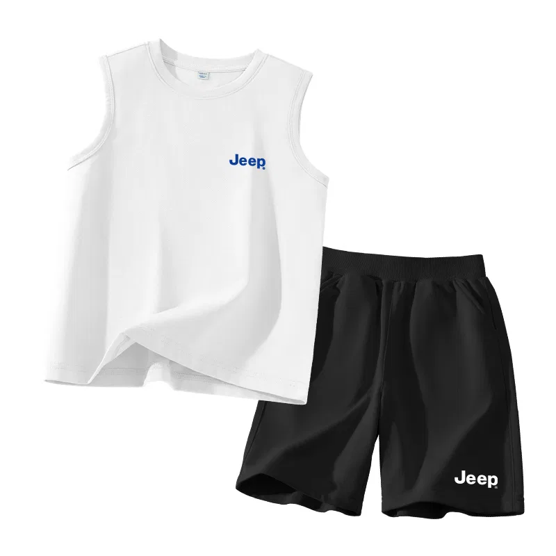 Детский спортивный комплект с кубинским воротником, модель Cuban Collar, Jeep, White/E Blue Label K-Black/E White Label Left Lower K