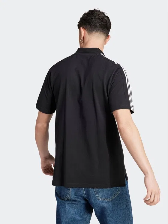 Поло regular fit Essentials Piqué Embroidered Small Logo 3-Stripes Polo Shirt Adidas, черный — фото 3
