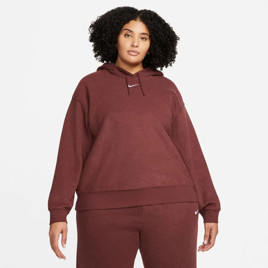 Женский свитшот с капюшоном Regular Fit Nike Sportswear Essentials Plush Hoodie, Бежевый — фото 3