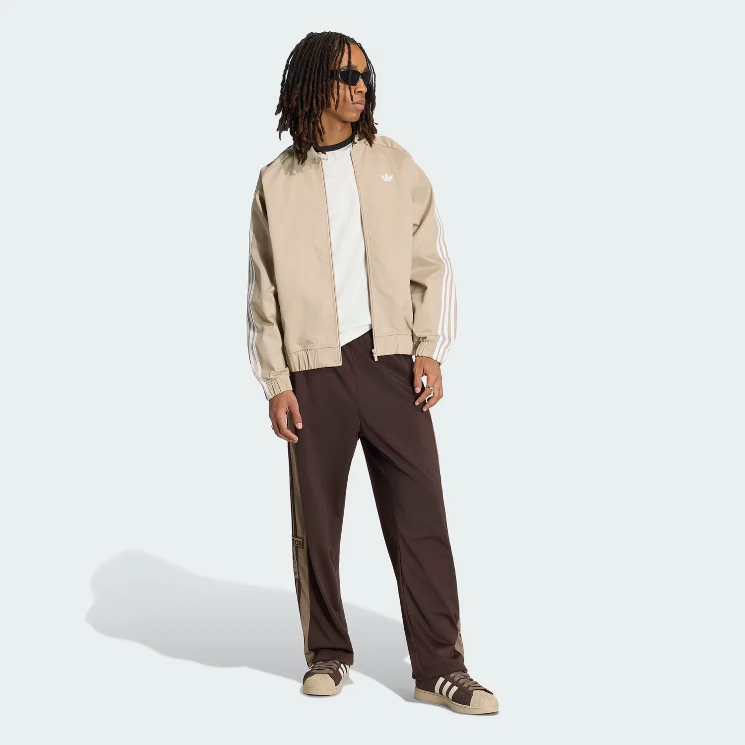 Мужская куртка свободного кроя SST Adicolor Classics Cotton Twill Tracktop Adidas Originals, хаки — фото 4