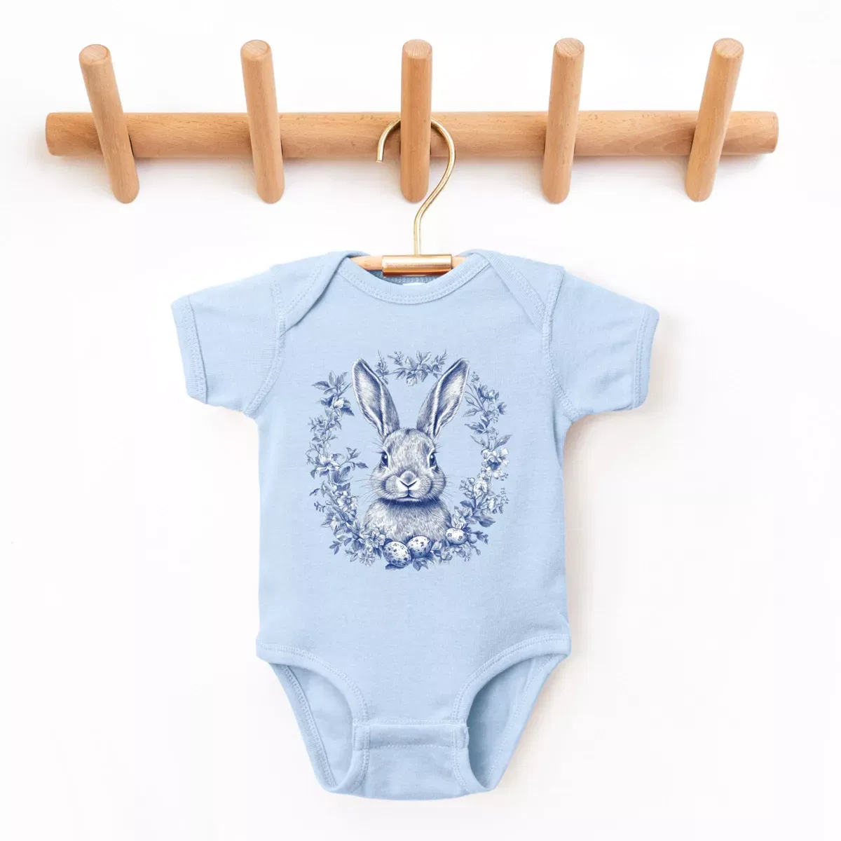 Детский боди с коротким рукавом Blue Willow Bunny The Juniper Shop, Light Blue