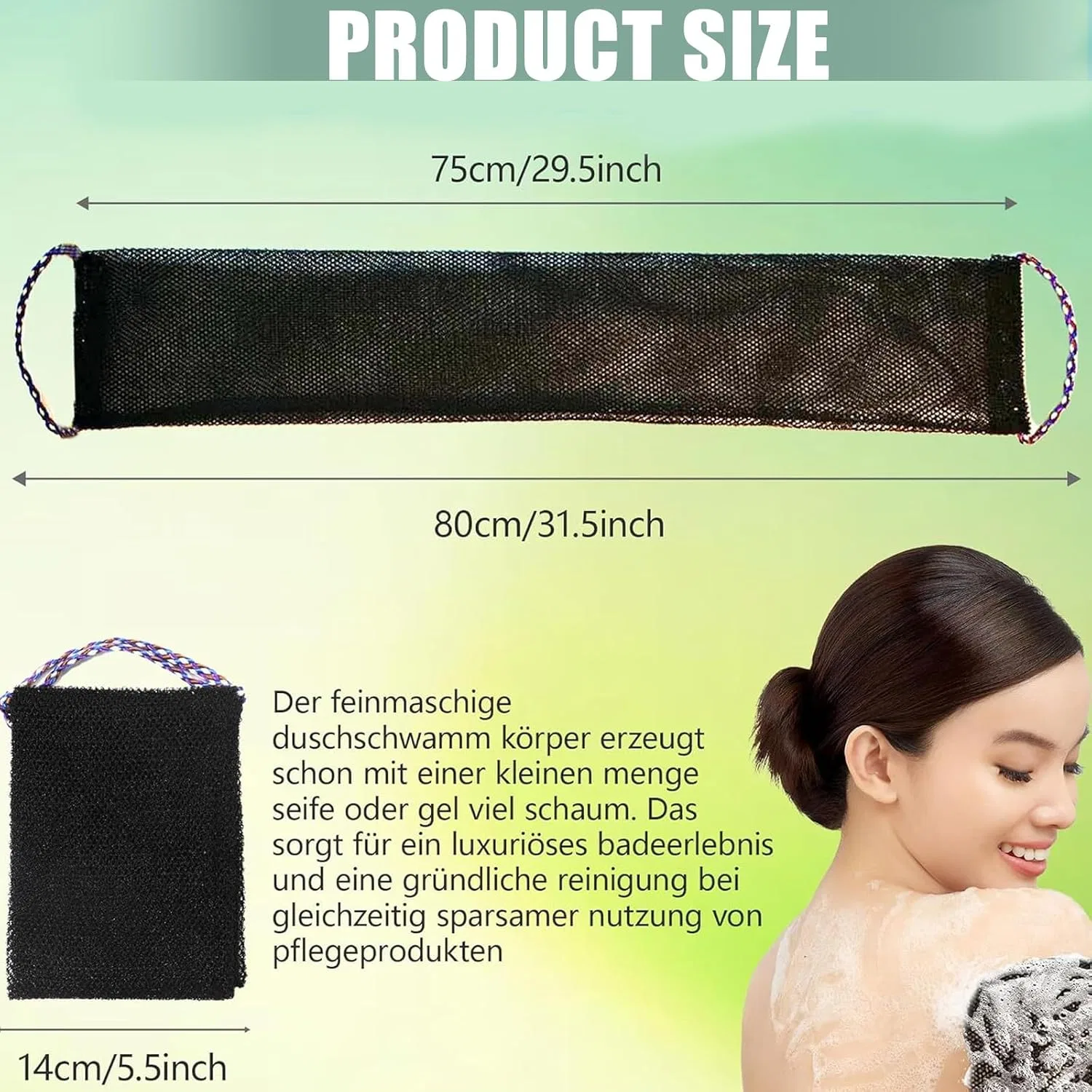 Скребок для тела двусторонний, 3 шт, Nylon, 75 см, ZBIianxer — фото 4