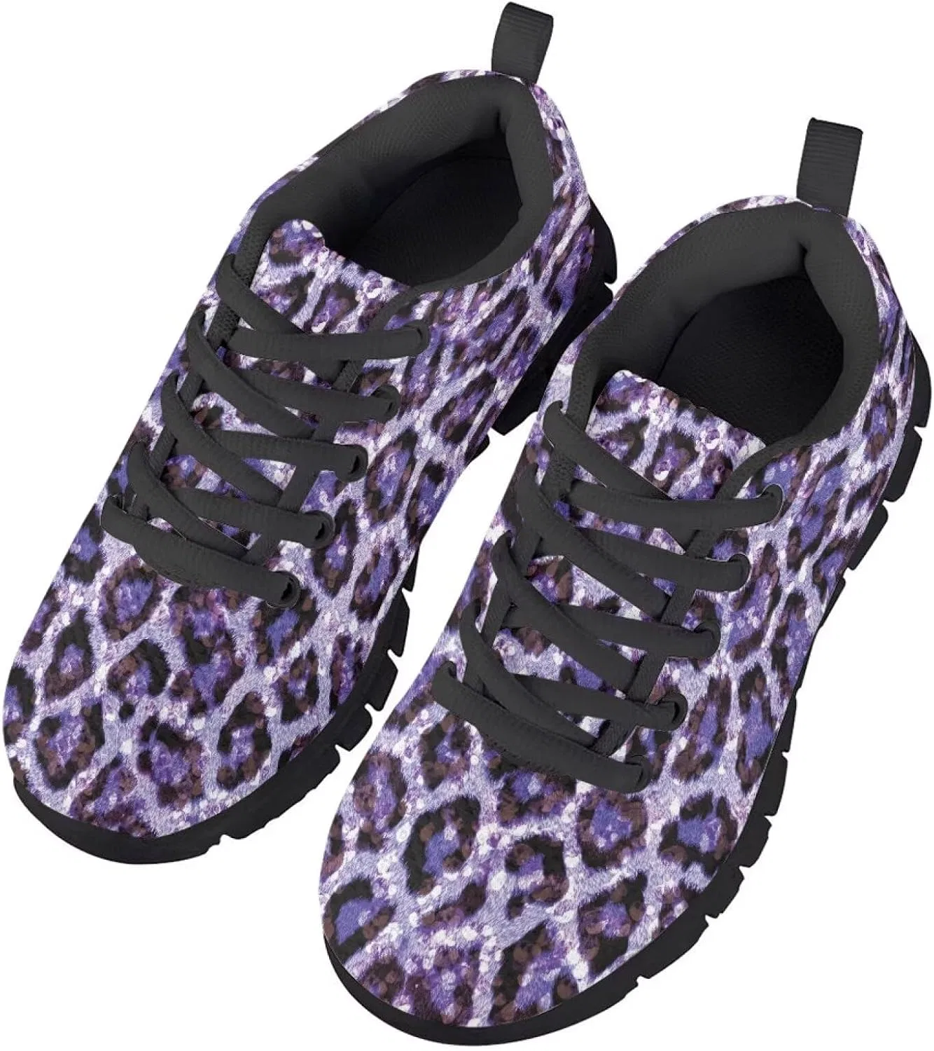 Детские кроссовки для девочек с противоскользящей подошвой Doojoayie, Purple Leopard — фото 3
