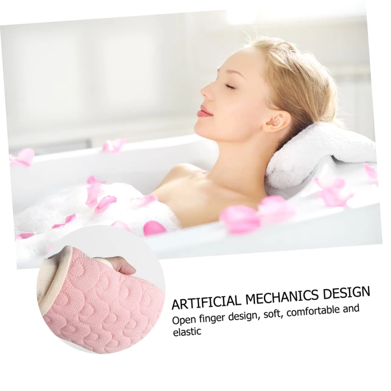 Набор для ванны, 2 бомбочки, 1 перчатка, 1 полотенце, MAGICLULU, Pink — фото 3