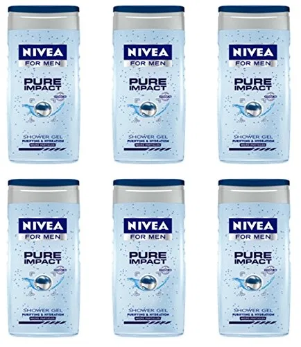 Гель для душа Nivea Pure Impact, набор 6 шт, 1500 мл