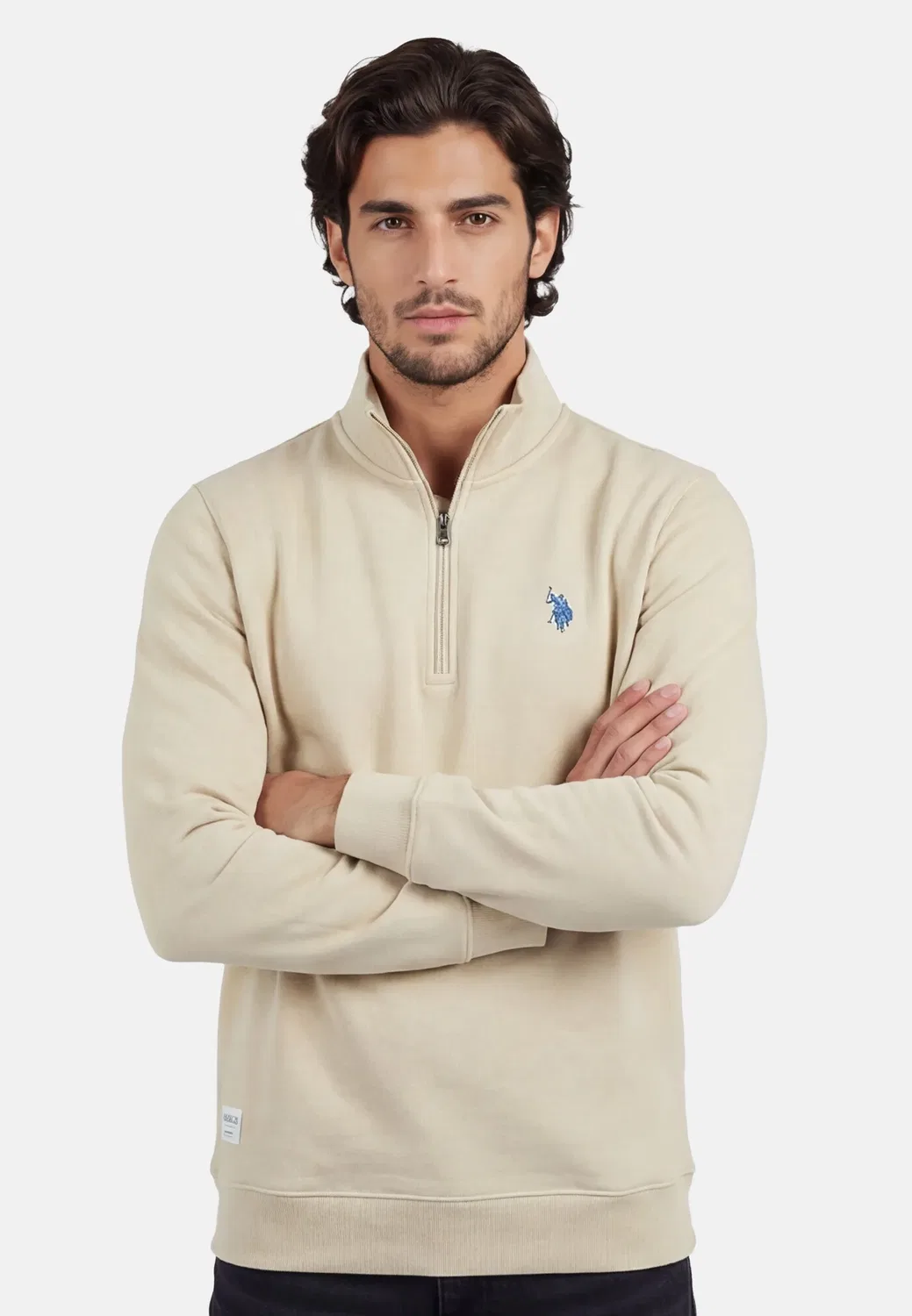 Мужское худи с полузастежкой U.S. Polo Assn., Sand