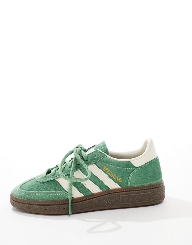 Бело-зеленые кроссовки на резиновой подошве adidas Handball Spezial — фото 2