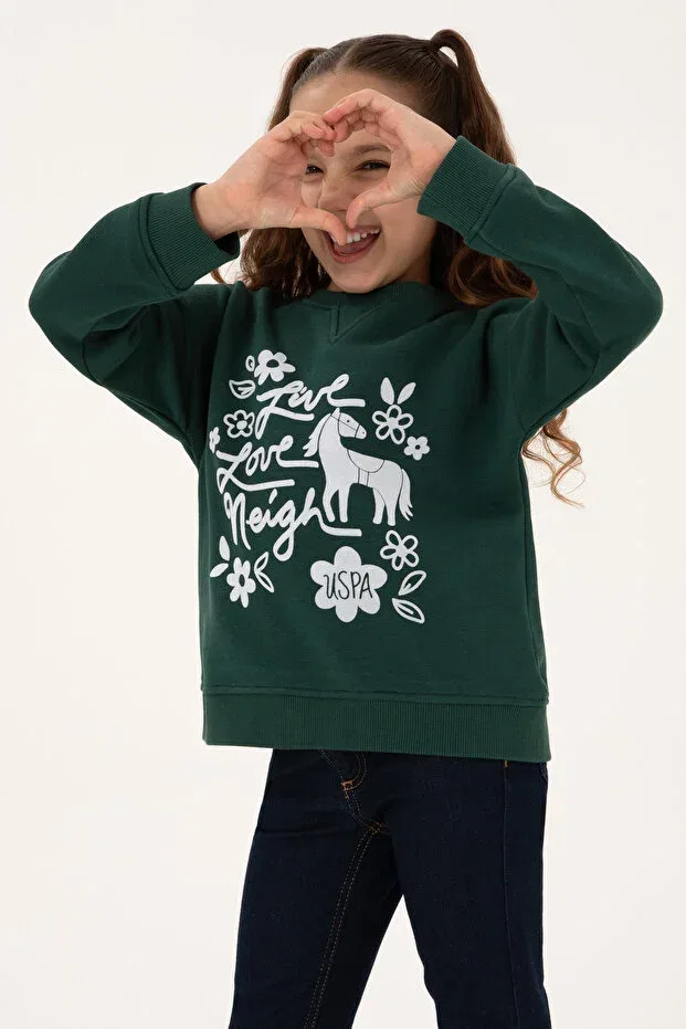Детское худи для девочек с длинным рукавом U.S. Polo Assn., Dark Green