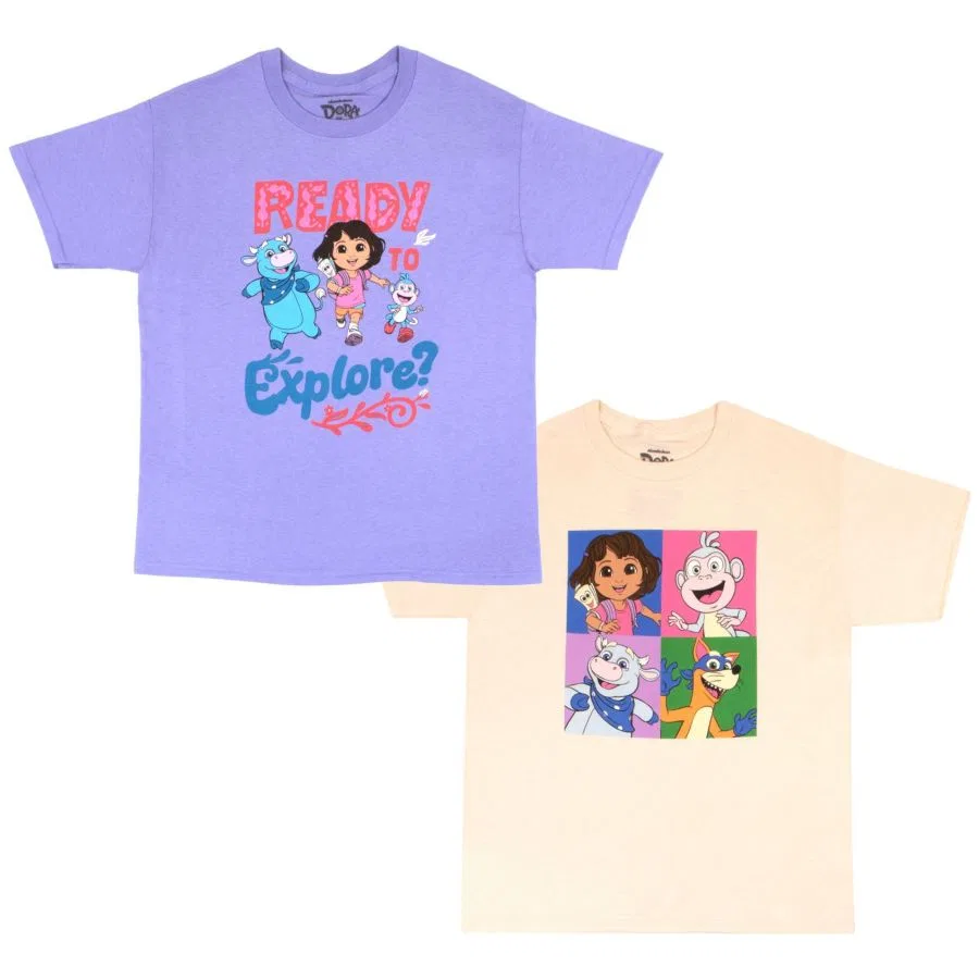 Комплект футболок с принтом Dora the Explorer Dora the Explorer, White Purple