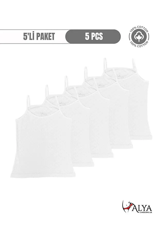 Детское для девочек нижнее белье без рукавов комплект из 5 предметов Alya Underwear, White