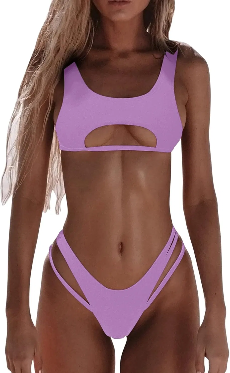 Женский бандо бикини-комплект с эффектом пуш-ап, Purple