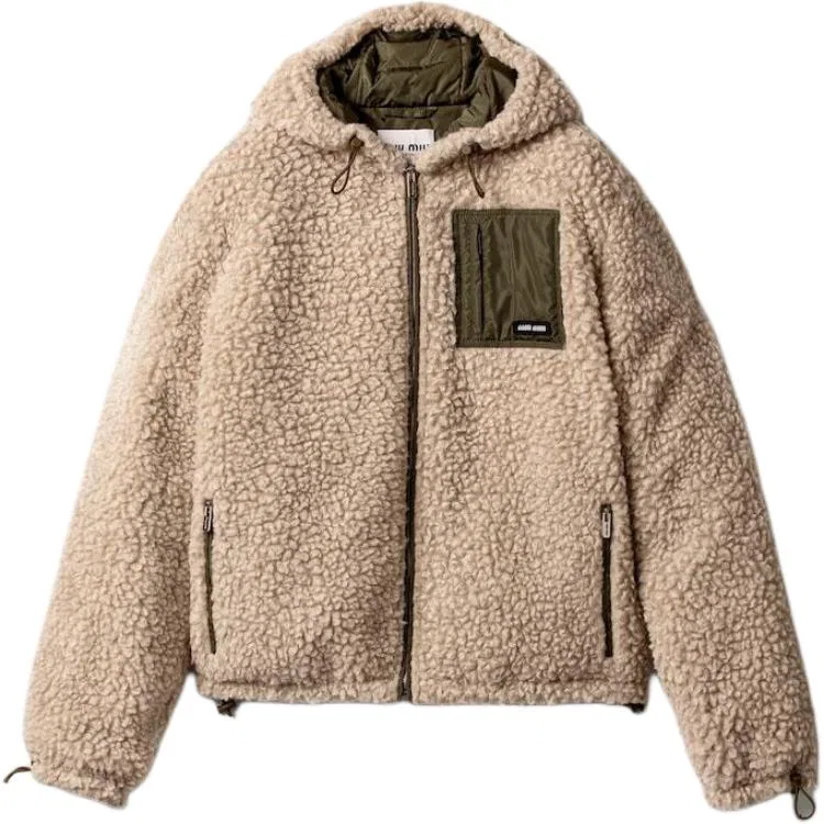Женская куртка с капюшоном и молнией Miu Miu Logo-Patch, Black